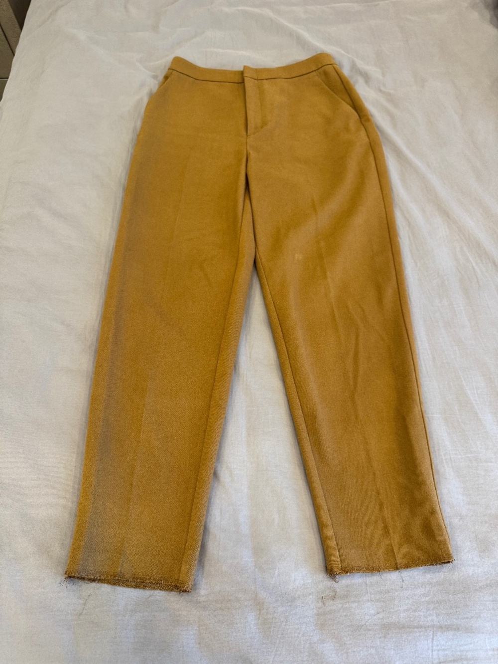 OAK + FORT Camel Brown Tailored Straight Crop Leg Trousers Size 2